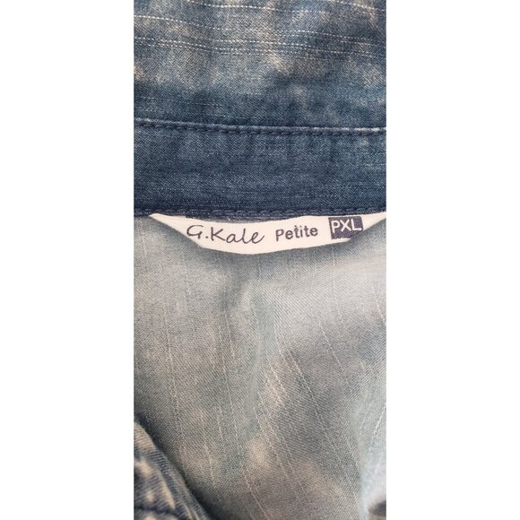 NWT G.KALE DENIM COLOR BUTTON FRONT CLOSURE TUNIC DRESS XLARGE PETITE - Picture 6 of 9